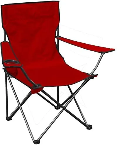 quik shade chair portable folding chair with arm rest cup holder and carrying and storage bag red 146115